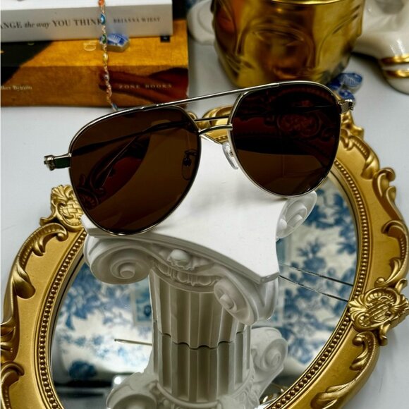 🆕 ALEXANDER MCQUEEN 🧿 NWOT AM0373S 001 Ruthenium Grey Aviator Sunglasses - Picture 8 of 16